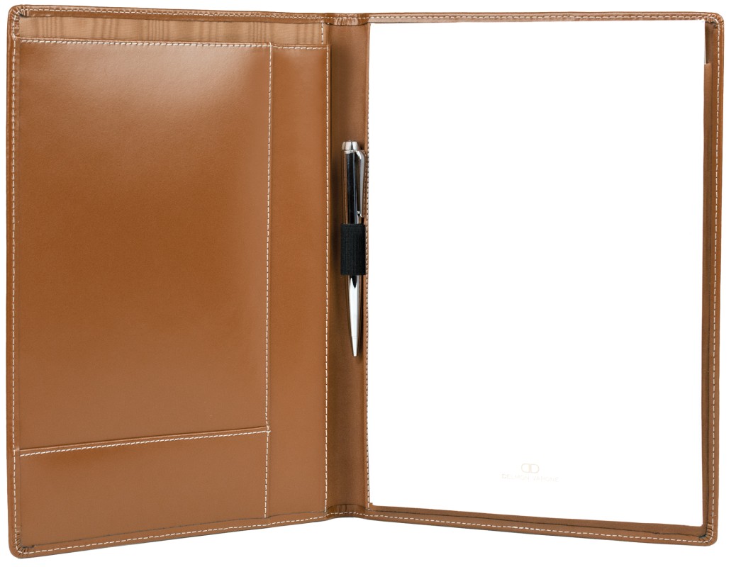 Schreibmappe DIN A4, incl. Memoblock CAMBRIDGE Top Grain Rindleder hellbraun